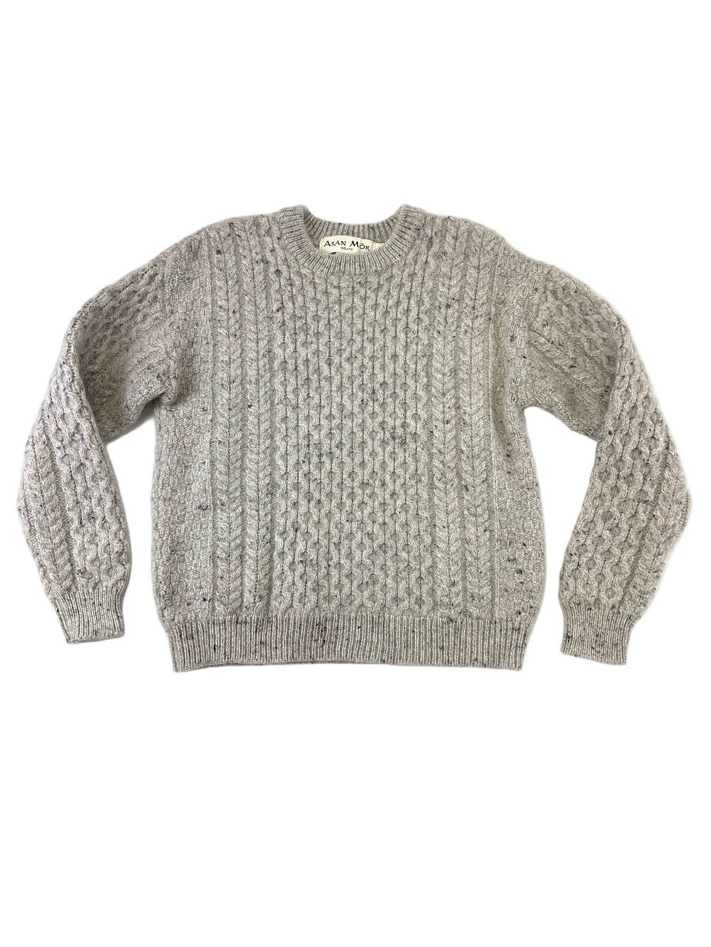Aran Mor Merino Wool Cable Knit Sweater Large Made in Ireland Fisherman knit